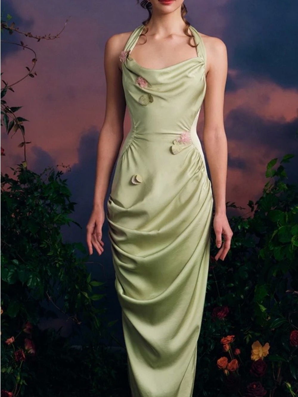 Lacemade DRAPED GARDEN BLOOM HALTER DRESS